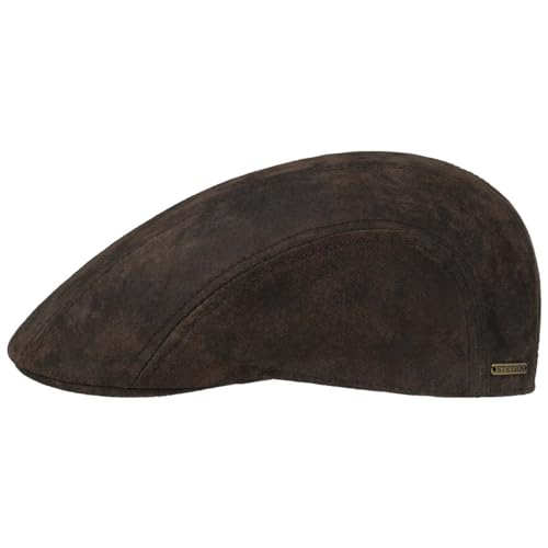 Stetson Madison Leder Flatcap Herren - Ledercap im Vintage-Stil - Schirmmütze mit Innenfutter aus Baumwolle - Mütze Sommer/Winter - Schiebermütze braun L (58-59 cm) von Stetson