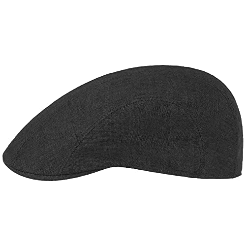 Stetson Madison Leinen Flatcap - Flat Cap aus Leinen Herren/Damen - Gefütterte Leinencap - Schirmmütze Frühjahr/Sommer - Sommercap schwarz 55 cm von Stetson