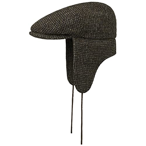 Stetson Maguire Flatcap mit Ohrenklappen - Mütze mit Ohrenschutz - Harris Tweed Cap Schurwolle - Made in The EU - Herren - Wintermütze aus 100% Wolle Oliv 58 cm von Stetson