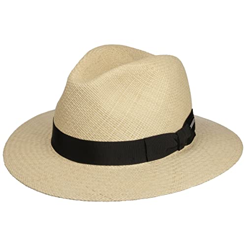 Stetson Marcellus Panama Traveller Hut Herren - Aus 100% Panamastroh - Made in Ecuador - Strohtraveller mit Futter aus Stoff - Ripsband mit Schleife - Strohhut Frühjahr/Sommer Natur XL (60-61 cm) von Stetson