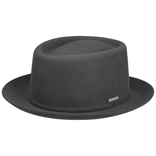 Stetson Maysville Pork Pie Wollhut Wollfilzhut Filzhut Porkpie Pork-Pie-Hut Herren - Herbst-Winter Herbst Winter - L (58-59 cm) anthrazit von Stetson