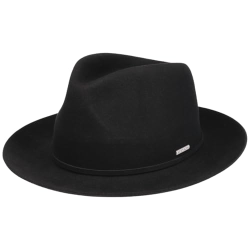 Stetson Maysville Wollhut Wollfilzhut Filzhut Bogarthut Fedora Herren - Herbst-Winter Herbst Winter - XL (60-61 cm) schwarz von Stetson