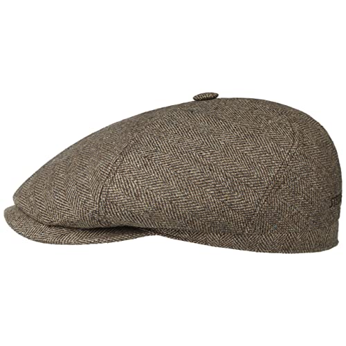 Stetson Milner Seiden Flatcap Schirmmütze Seidencap Schiebermütze Sommercap Damen/Herren - Made in The EU mit Schirm, Futter Frühling-Sommer Herbst-Winter - 57 cm beige-braun von Stetson