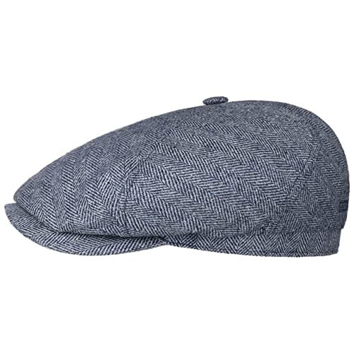 Stetson Milner Seiden Flatcap Schirmmütze Seidencap Schiebermütze Sommercap Damen/Herren - Made in The EU mit Schirm, Futter Frühling-Sommer Herbst-Winter - 57 cm blau von Stetson