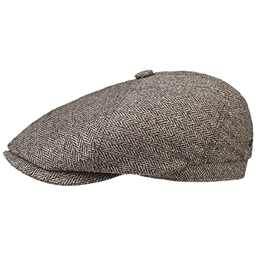 Stetson Milner Seiden Flatcap Schirmmütze Seidencap Schiebermütze Sommercap Damen/Herren - Made in The EU mit Schirm, Futter Frühling-Sommer Herbst-Winter - 57 cm grau-braun von Stetson