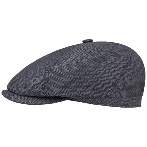 Stetson Milner Seiden Flatcap Schirmmütze Seidencap Schiebermütze Sommercap Damen/Herren - Made in The EU mit Schirm, Futter Frühling-Sommer Herbst-Winter - 54 cm grau-schwarz von Stetson