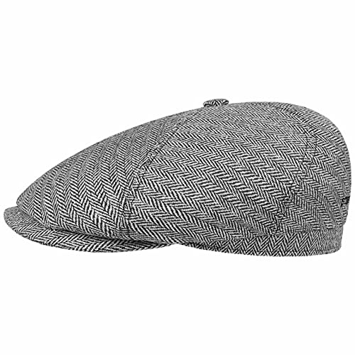 Stetson Milner Seiden Flatcap Schirmmütze Seidencap Schiebermütze Sommercap Damen/Herren - Made in The EU mit Schirm, Futter Frühling-Sommer Herbst-Winter - 63 cm schwarz-weiß von Stetson