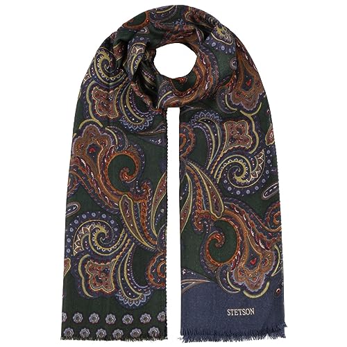 Stetson Multicolour Paisley Wollschal - Mehrfarbiger Schal aus 100% Wolle - Eleganter Webschal - Für Damen und Herren - Herbst/Winter - Damenschal - Herrenschal dunkelblau One Size von Stetson