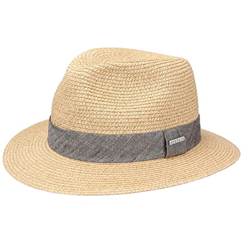 Stetson Nark Traveller Toyo Strohhut - Travellerhut aus Toyostroh - Strandhut Damen/Herren - Sommerhut mit Futterband (Baumwolle) - Sonnenhut Frühjahr/Sommer - Hut beige-meliert M (56-57 cm) von Stetson