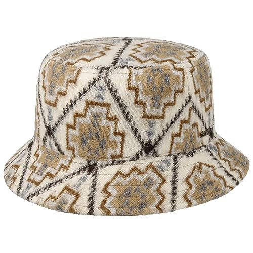 Stetson Navajo Bucket Jersey Stoffhut - Gemusterter Hut - Modischer Fischerhut mit Ethno-Muster - Made in The EU - Herbst/Winter - Damen cremeweiß XL (60-61 cm) von Stetson