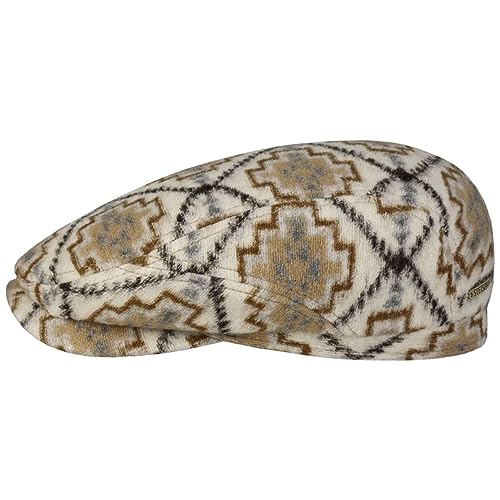 Stetson Navajo Driver Jersey Flatcap - Mehrfarbige Mütze - Vierteiliger Schnitt - Meliert Mehrfarbig mit Baumwollfutter - EU-Herstellung - Herren - Herbst/Winter cremeweiß L (58-59 cm) von Stetson