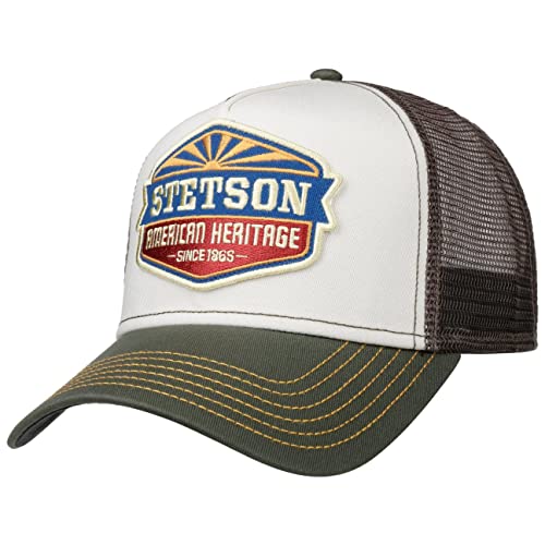 Stetson New American Heritage Trucker Cap - Mehrfarbige Mütze - Mesh-Design - Per Snapback verstellbare Kappe - Unisex - Ganzjährig grau One Size von Stetson