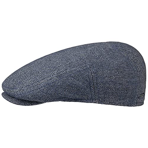 Stetson Oakhurst Leinen Flatcap Schirmmütze Schiebermütze Leinencap Herren - Made in Germany mit Schirm, Futter Frühling-Sommer - 55 cm blau-meliert von Stetson