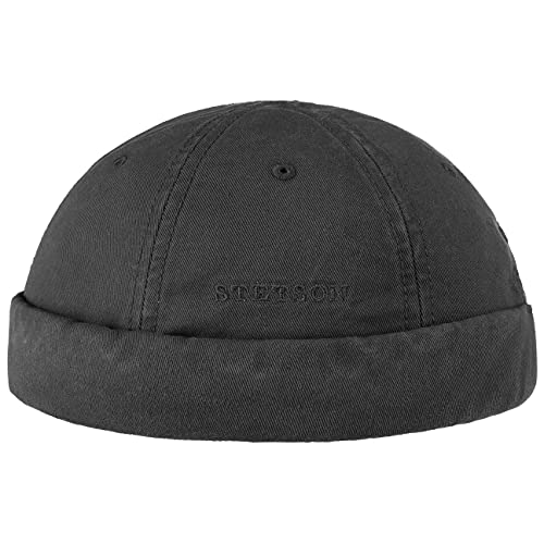 Stetson Ocala Baumwoll Dockercap Herren - Dockermütze aus 100% Baumwolle - Mütze in M (56-57 cm) - Cap in Schwarz - Docker mit UV-Schutz 40 von Stetson