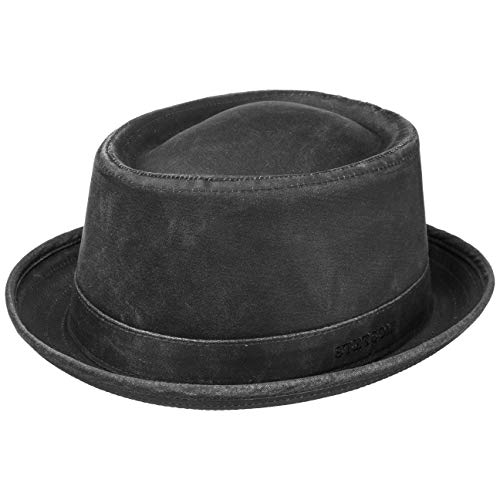 Stetson Odenton Pork Pie Hut Fedora Baumwolle Wasserabweisend Sonnenschutz Damen Herren Sommer Winter Musikerhut schwarz S (54-55 cm) von Stetson