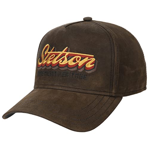 Stetson Oily Goat Suede Cap - Baseballcap 6 Panel - Robuste Ledercap mit Metallschnalle - Unisex - Ganzjährig braun One Size Stetson Oily Goat Suede Cap - Baseballcap 6 Panel - Robuste Ledercap mit Metallschnalle - Unisex - Ganzjährig braun One Size von Stetson