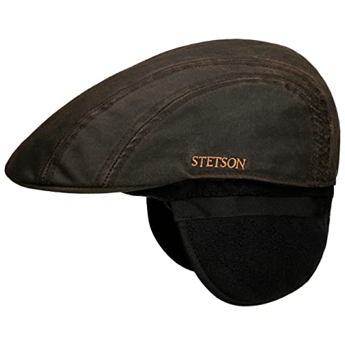Stetson Old Cotton Flatcap mit Ohrenklappen Unifarbene Mütze Herren Herbst Winter braun M (56-57 cm) von Stetson