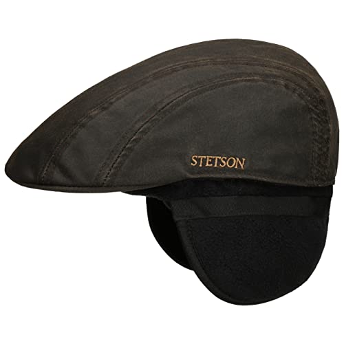 Stetson Old Cotton Flatcap mit Ohrenklappen - Mütze mit Baumwollanteil - Unifarbene Schiebermütze - Herren - Herbst/Winter braun XL (60-61 cm) von Stetson
