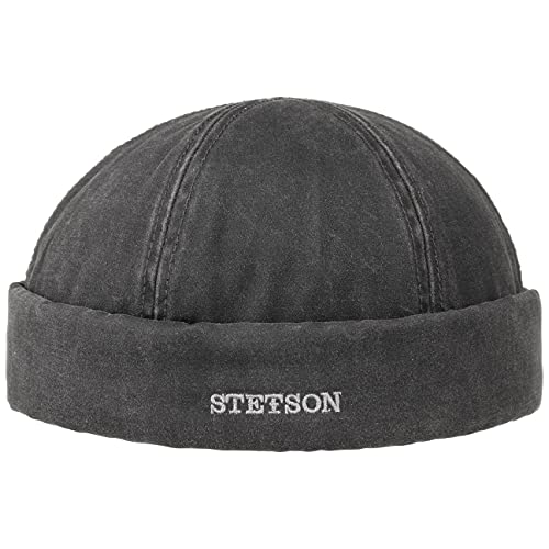 Stetson Old Cotton Winter Dockermütze - Dockercap Herren - Herrenmütze Wasserabweisend - Mütze gefüttert (Fleece) - Fischermütze Herbst/Winter - Wintermütze schwarz M (56-57 cm) von Stetson