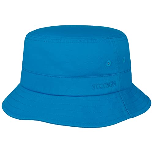 Stetson Organic Cotton Hut mit UV-Schutz Damen/Herren - aus 100% Bio-Baumwolle - Knitterfrei knautschbar - Nachhaltig - Bucket Hat unifarben - Packable Anglerhut - Frühjahr/Sommer blau S (54-55 cm) von Stetson