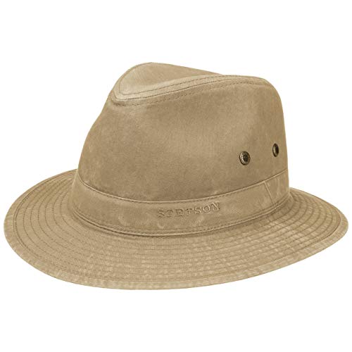 Stetson Organic Cotton Traveller Hut Herren - Stoffhut aus Bio-Baumwolle - Travellerhut mit UV-Schutz 40+ - Nachhaltiger Baumwollhut - Sonnenhut Frühjahr/Sommer beige S (54-55 cm) von Stetson