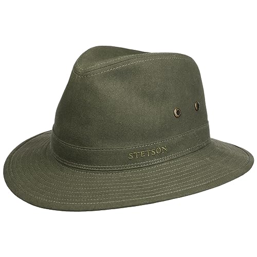 Stetson Organic Cotton Traveller Hut Herren - Stoffhut aus Bio-Baumwolle - Travellerhut mit UV-Schutz 40+ - Nachhaltiger Baumwollhut - Sonnenhut Frühjahr/Sommer dunkeloliv M (56-57 cm) von Stetson