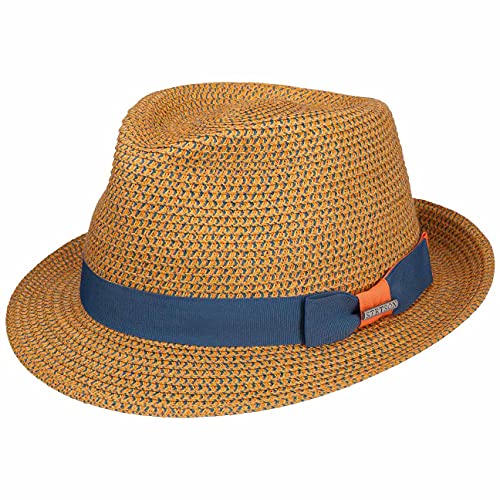 Stetson Paladon Toyo Trilby Damen/Herren - Sommerhut aus Toyo-Stroh - Gebogene Krempe und Ripsbandgarnitur - Kopfhöhe (ca. 9,5 cm) - Größen S-XXL (54-63 cm) - Hut Frühjahr/Sommer apricot S (54-55 cm) von Stetson