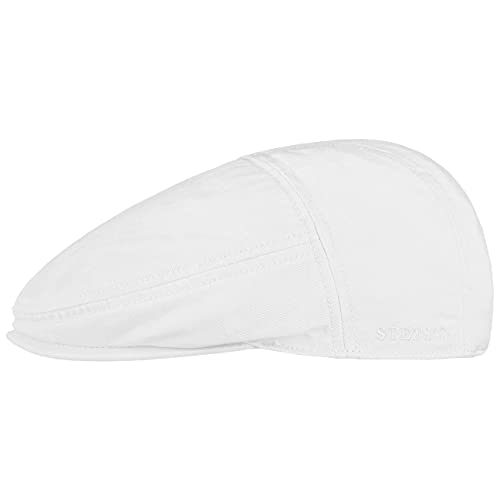 Stetson Paradise Cotton Schirmmütze weiß Herren - Flatcap mit UV-Schutz 40+ - Herrenmütze aus Baumwolle - Flat Cap Größen S 54-55 cm - Schiebermütze Sommer/Winter von Stetson
