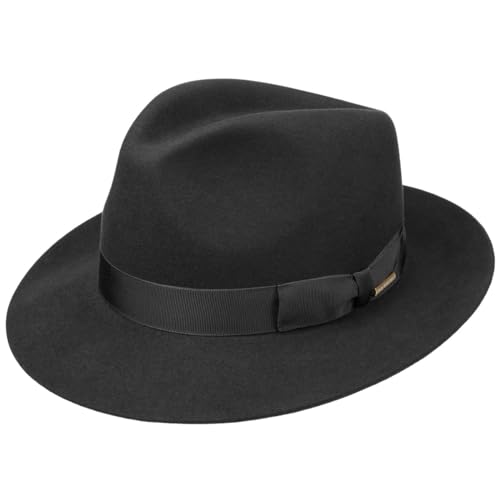 Stetson Penn Bogart-Hut, Damen und Herren, hergestellt in der EU, Haarfilz, Futter, Ripsband, für Frühling und Sommer, Schwarz , XX-Large von Stetson