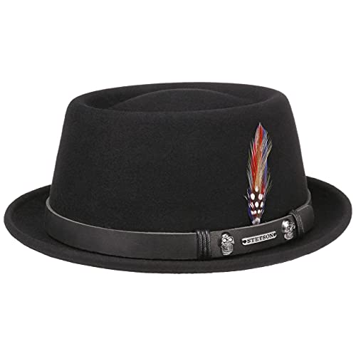 Stetson Pennsylvania Pork Pie Hut Herren - Wollfilzhut - Asahi-Guard - wasserabweisend und knautschbar - Porkpie aus Wollfilz - Herrenhut Sommer/Winter - Filzhut schwarz XL (60-61 cm) von Stetson