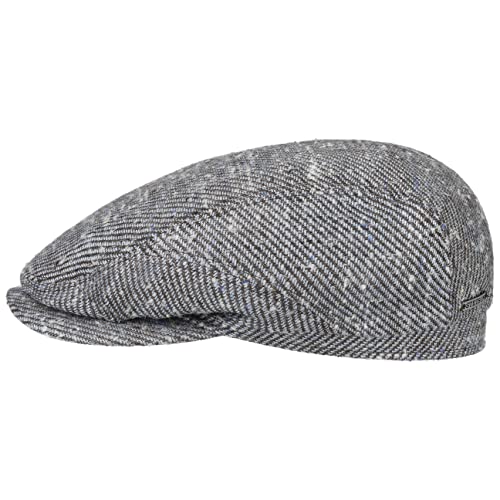 Stetson Plainfield Silk Wool Flatcap - Herren - Schirmmütze - Frühjahr/Sommer - Schiebermütze - Tweed Look - Gestreift Mehrfarbig - Made in Germany braun-blau 57 cm von Stetson