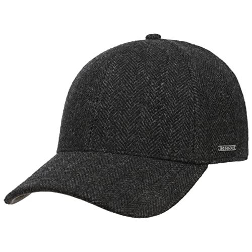 Stetson Plano Wool Cap Herren Baseballcap Schirmunterseite Leder Herringbone Design Baumwollfutter Herbst Winter anthrazit XL (60-61 cm) von Stetson