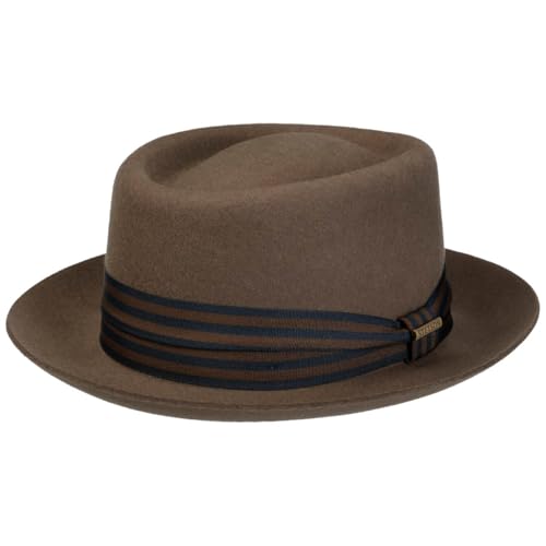 Stetson Pork Pie Wollhut Herren Winter Wasserabweisend Knautschbar Ripsband Oliv XL (60-61 cm) von Stetson