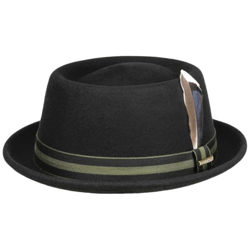 Stetson Pork Pie Wollhut Knautschbar Herren Herbst Winter schwarz M (56-57 cm) von Stetson