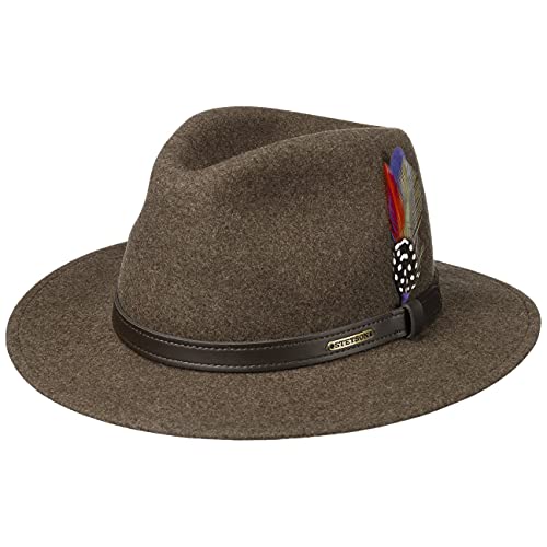 STETSON Powell Traveller Herrenhut – Made in The EU aus Wollfilz für den Außenbereich mit Lederband, Frühling und Sommer, Marron, 56 von Stetson