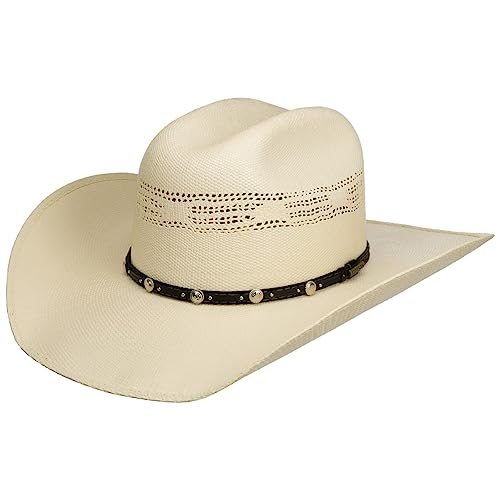 Stetson Ranson Western Vented Toyo Strohhut Sonnenhut Sommerhut Westernhut Cowboyhut Viskosehut Damen/Herren - mit Lederband Frühling-Sommer - L (58-59 cm) weiß von Stetson