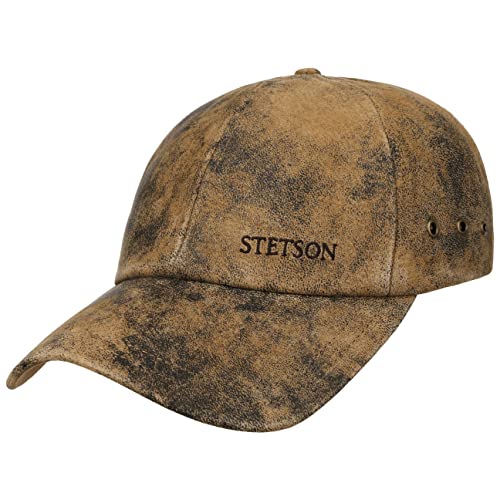 Stetson Rawlins Pigskin Basecap (Vintage-Look) Herren/Damen - Verstellbar (Strapback ca. 55-61 cm) - Baseballcap aus Leder (Schirmlänge 7 cm) - Mit Baumwollfutter - Sommer/Winter braun One Size von Stetson