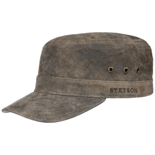 Stetson Raymore Pigskin Army Cap Military Urban Cap Leder Herren Damen Frühjahr Sommer Dunkelbraun One Size von Stetson
