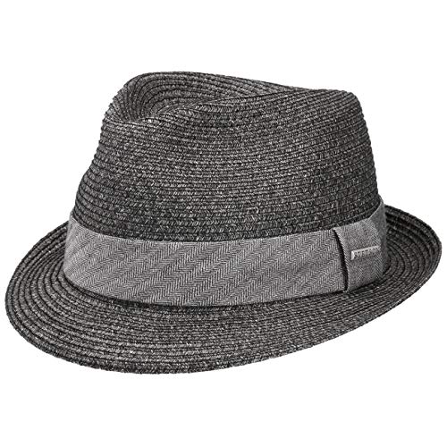 Stetson Reidton Toyo Trilby Strohhut Herrenhut Melierter Hut mit Garniturband Sonnenhut aus Toyo-Stroh Herren Frühjahr Sommer anthrazit XXL (62-63 cm) von Stetson