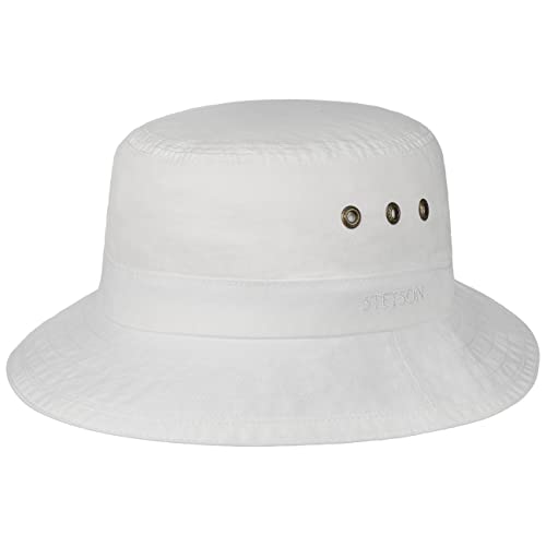 Stetson Reston Freizeithut Damen/Herren (Kophöhe ca. 9cm) - Schlapphut aus Bio-Baumwolle Packable - Baumwollhut mit 40-fachem UV-Schutz - Frühjahr/Sommer weiß L (58-59 cm) von Stetson