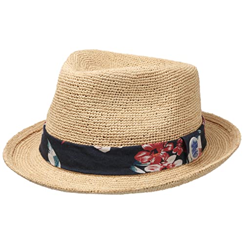 Stetson Risola Crochet Player Strohhut - Naturfarbener Hut mit geblümtem Ripsband - Sommerhut für Damen - Frühjahr/Sommer Natur L (58-59 cm) von Stetson