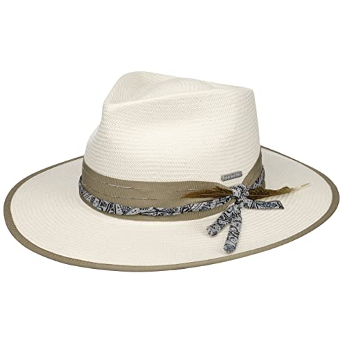 Stetson Rivalo Traveller Strohhut - Hut aus 100% Viskose - Elegante Form mit Schleife - Sommerhut - Damen/Herren - Frühjahr/Sommer cremeweiß M (56-57 cm) von Stetson