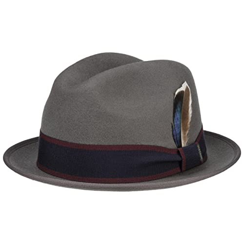 Stetson Rockwell Player Wollhut - Stilvoller Hut - Pork Pie - Wasserabweisender Filzhut - Herren - Herbst/Winter grau L (58-59 cm) von Stetson