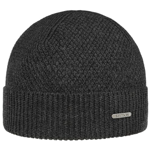 Stetson Rodrick Beanie Wintermütze Merinowolle Made in Italy Unisex anthrazit One Size von Stetson