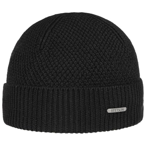 Stetson Rodrick Beanie Wintermütze Merinowolle Made in Italy Unisex schwarz One Size von Stetson