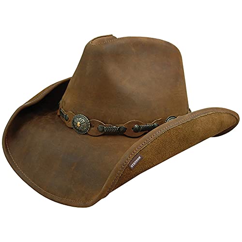 Stetson Roxbury Rust Distressed Shapeable Leather Cowboy Western Hat - Large Stetson Roxbury Rust Distressed Shapeable Leather Cowboy Western Hat - Large von Stetson