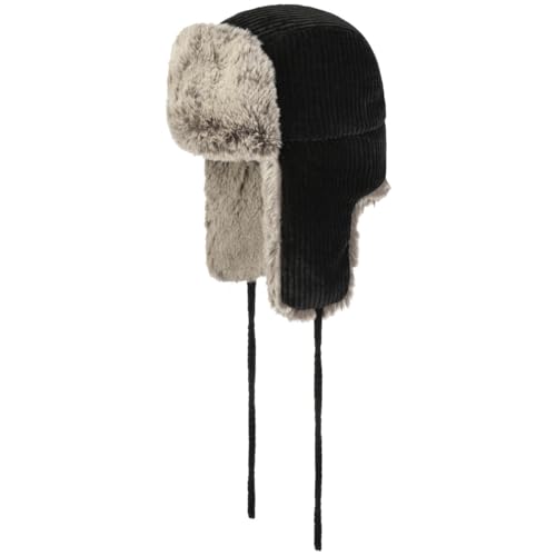 Stetson Seldovia Fliegermütze Chapka Ushanka Pilotenmütze Damen/Herren - mit Futter Herbst-Winter Herbst Winter - XL (60-61 cm) schwarz von Stetson