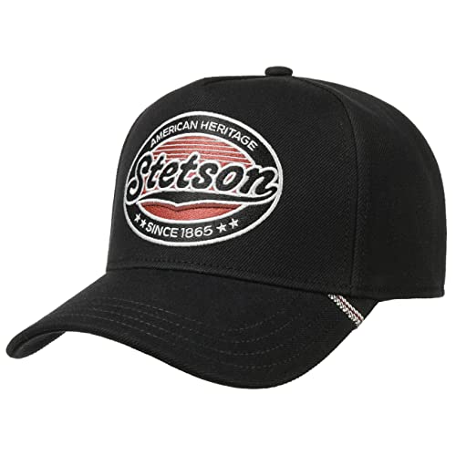 Stetson Selvage Denim Cap Basecap Baseballcap Baumwollcap Damen/Herren - Metallschnalle, mit Schirm Frühling-Sommer Herbst-Winter - One Size schwarz von Stetson