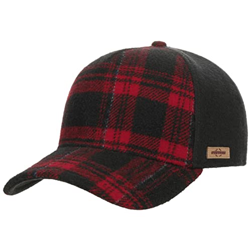 Stetson Shadow Plaid Cap - Baseballstil - Basecap mit Karomuster - Größenverstellbar - Schurwollmix - Unisex - Herbst/Winter schwarz-rot One Size von Stetson