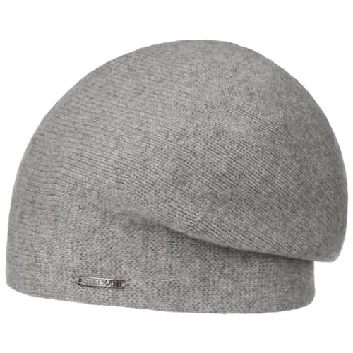 Stetson Shirley Kaschmir Strickmütze - Unifarbene Mütze aus Kaschmirwolle - Oversize-Baske für Damen und Herren - Luxuriöse Wintermütze - Herbst/Winter grau One Size von Stetson